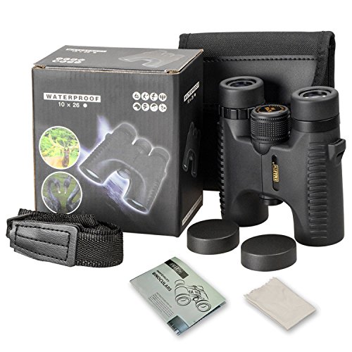 Binoculars Compact Lightweight Mini for Adults Kids 10x26 Folding Binoculars Telescope Waterproof Fogproof for Bird Watching Hunting Camping Hiking Travel Sports Concerts with Strap and Carry Case