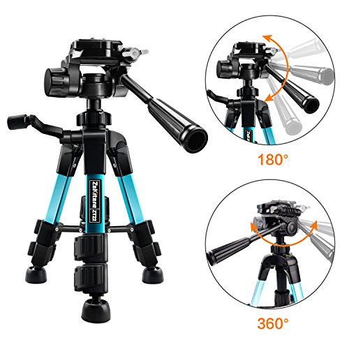 Ideashop Portable Aluminum Camera Tripod Lightweight Compact Travel Cellphone Mount Stand Adjustable Camera Stand Holder with Pan Head Panoramic Quick Release Plate Carry Case for DSLR Camera Gopro