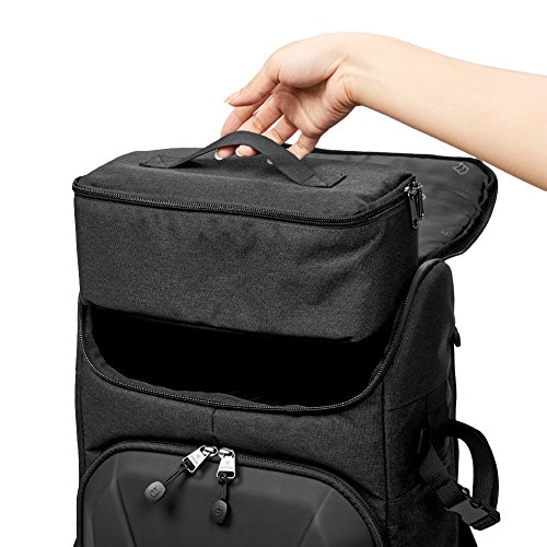 Evecase Shell DSLR Camera / 15.6-inch Laptop Water Resistant Backpack Travel Daypack w/ Rain Cover and Inner Bag for Nikon Canon Fujifilm Sony Digital SLR, Mirrorless Camera and More – Black