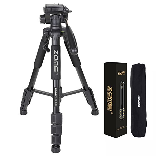 ZOMEI 55" Compact Light Weight Travel Portable Folding SLR Camera Tripod for Canon Nikon Sony DSLR Camera Video with Carry Case(black)