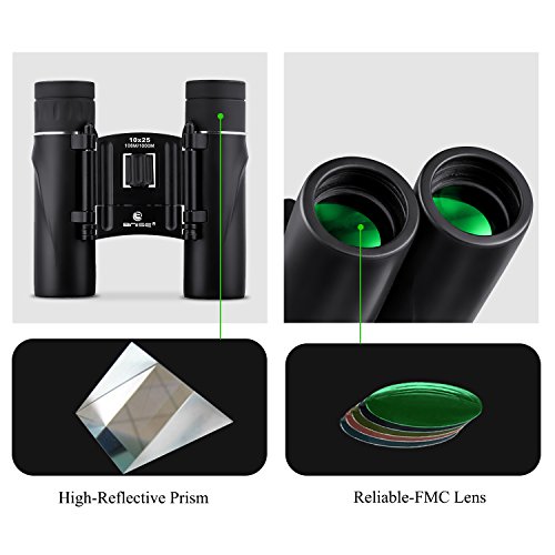 BNISE Mini Binoculars Compact Design, 10x25 Clear Optical Lens, Ultra-Vision, Easy to Carry and Suitable for Travel, Concert, Children, and Bird Watching, Pocket Size