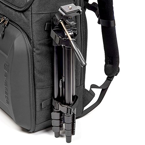 Evecase Shell DSLR Camera / 15.6-inch Laptop Water Resistant Backpack Travel Daypack w/ Rain Cover and Inner Bag for Nikon Canon Fujifilm Sony Digital SLR, Mirrorless Camera and More – Black