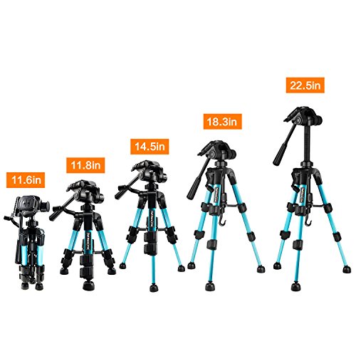 Ideashop Portable Aluminum Camera Tripod Lightweight Compact Travel Cellphone Mount Stand Adjustable Camera Stand Holder with Pan Head Panoramic Quick Release Plate Carry Case for DSLR Camera Gopro