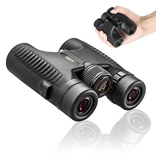 Binoculars Compact Lightweight Mini for Adults Kids 10x26 Folding Binoculars Telescope Waterproof Fogproof for Bird Watching Hunting Camping Hiking Travel Sports Concerts with Strap and Carry Case