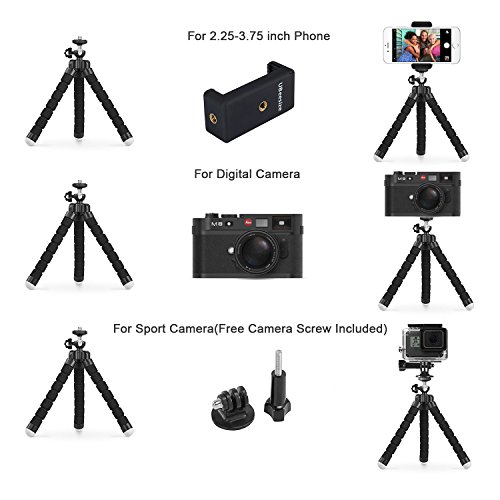 Phone tripod, UBeesize Portable and Adjustable Camera Stand Holder with Remote and Universal Clip for iPhone, Android Phone, Camera, Sports Camera GoPro Phone tripod
