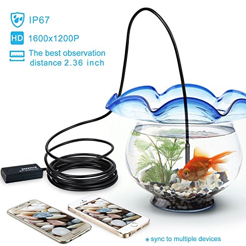 Wireless Endoscope, Depstech WiFi Borescope Inspection Camera 2.0 Megapixels HD Snake Camera for Android and IOS Smartphone, iPhone, Samsung, Tablet - Black(11.5FT) Wireless Endoscope,