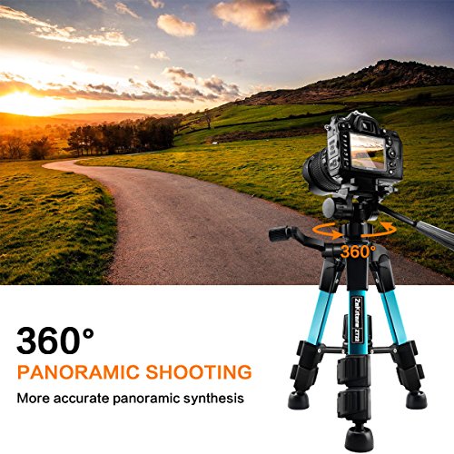 Ideashop Portable Aluminum Camera Tripod Lightweight Compact Travel Cellphone Mount Stand Adjustable Camera Stand Holder with Pan Head Panoramic Quick Release Plate Carry Case for DSLR Camera Gopro