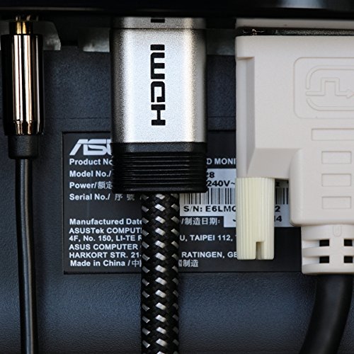 HDMI Cable 2ft - HDMI 2.0 (4K @ 60Hz) Ready - 30AWG Braided Cord - High Speed 18Gbps - Gold Plated Connectors - Ethernet / Audio Return - Video 2160p HD 1080p 3D - Xbox PlayStation PS3 PS4 PC Apple TV HDMI Cable 2ft